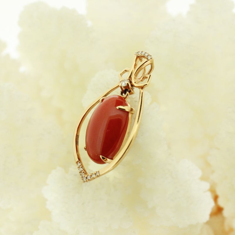 润石珠宝18k红金珊瑚吊坠20·女