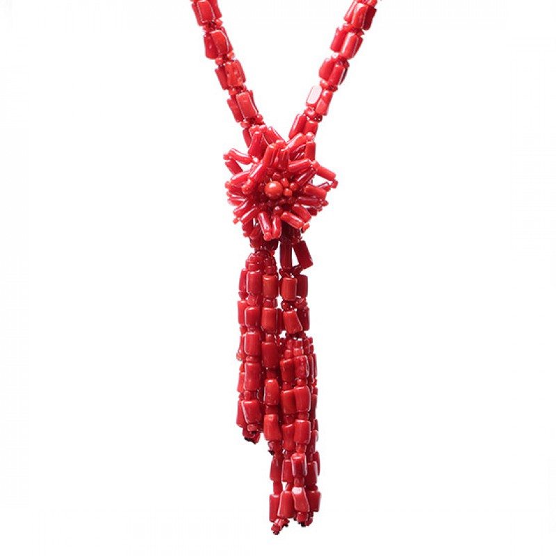 映时红珊瑚编织长链
