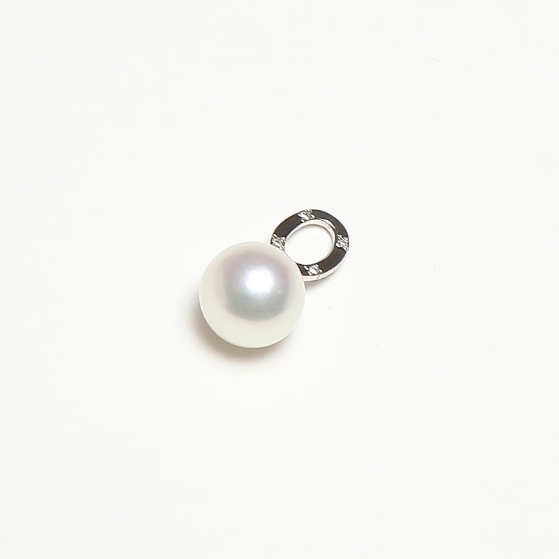 Vermeer 14K白金+真钻AKOYA海水珍珠吊坠9-9.5mm·珍珠颜色：白色