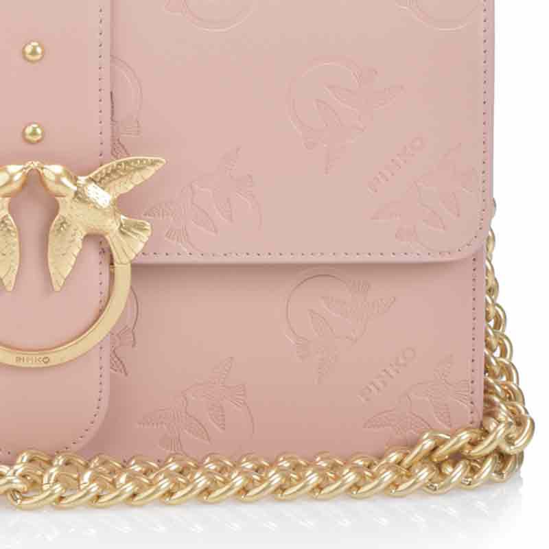 pinko压花全牛皮单肩链条包燕子包1p214cy4k2粉色