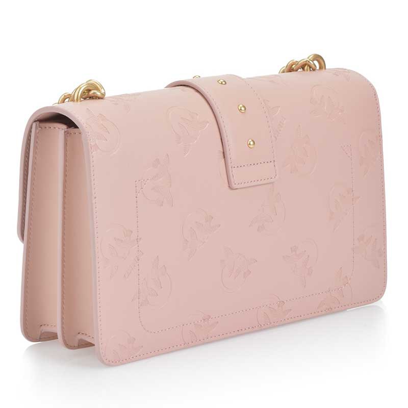 pinko压花全牛皮单肩链条包燕子包1p214cy4k2粉色