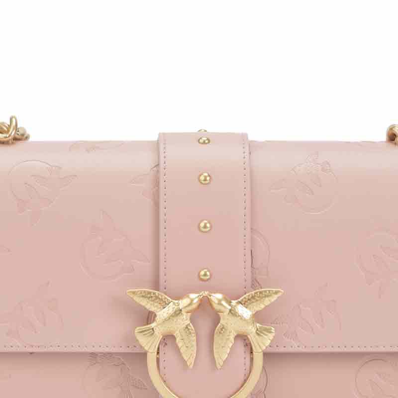 pinko压花全牛皮单肩链条包燕子包1p214cy4k2粉色