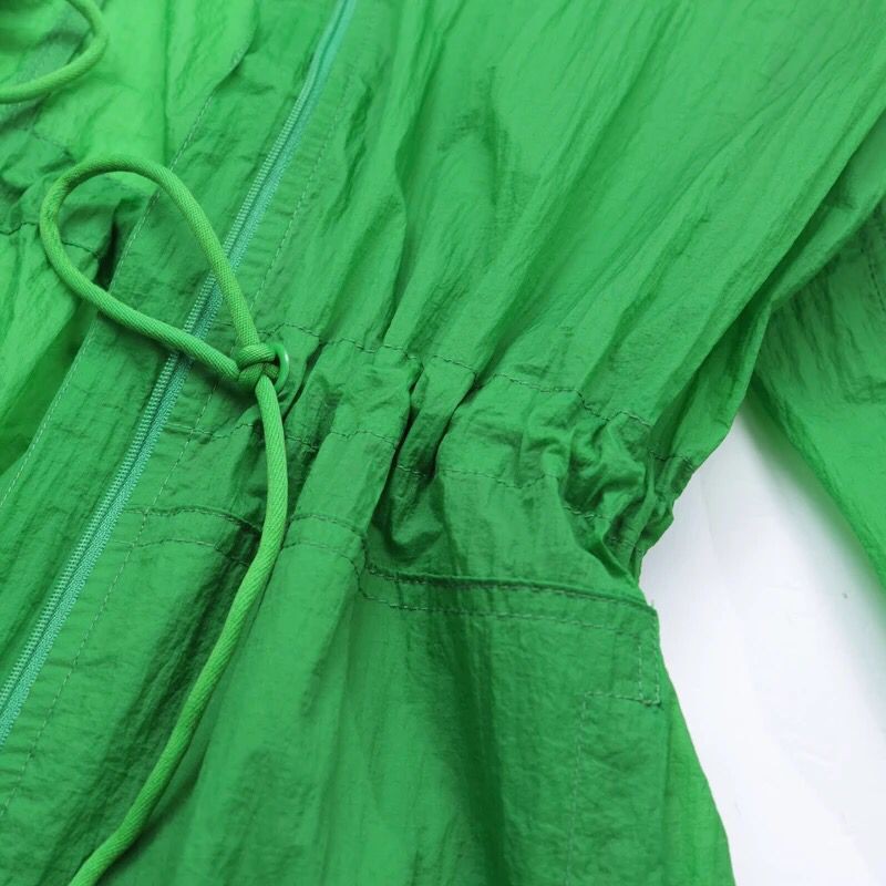 夏日连帽收腰中长款防晒衣 （200斤可穿）7色多功能外套·绿色