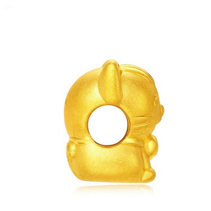 周大福招财猫足金黄金吊坠r19086金色