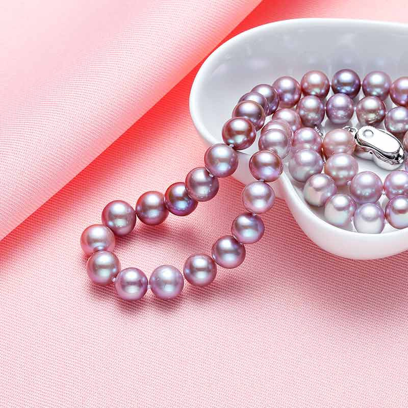 安妮紫魅正圆形珍珠项链