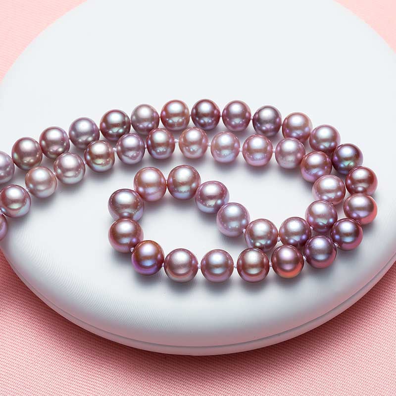 安妮紫魅正圆形珍珠项链