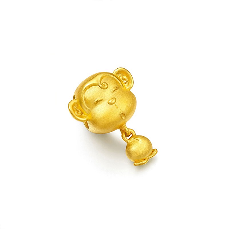 周大福生肖猴足金黄金吊坠转运珠r18771金色