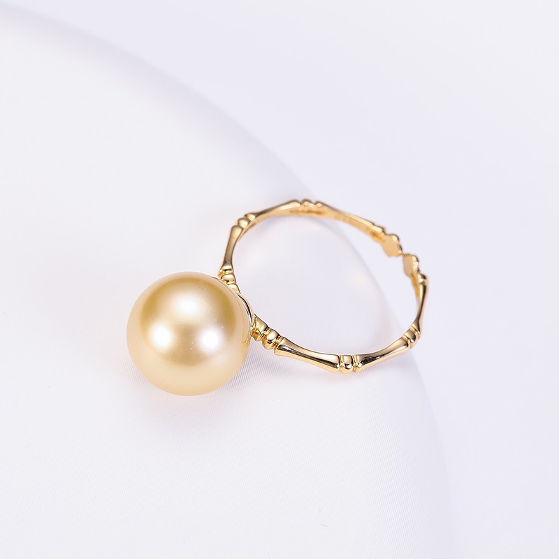 【福利款】安妮竹节款18K金珍珠戒指