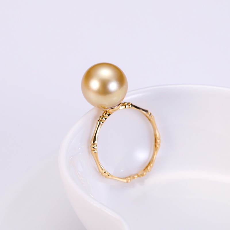 【福利款】安妮竹节款18K金珍珠戒指