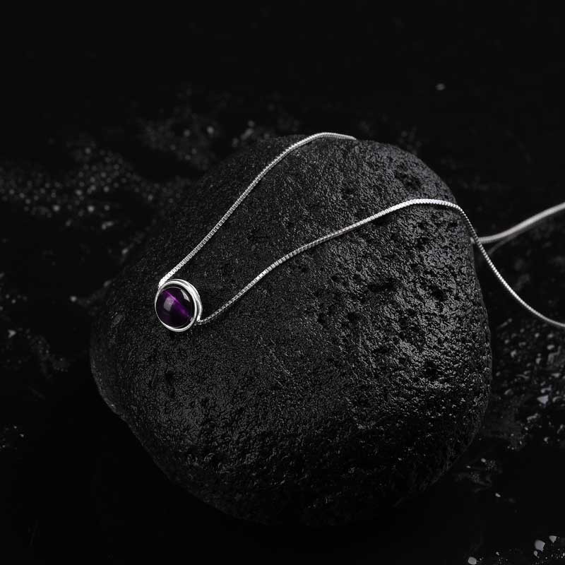 老冯记紫水晶转运珠锁骨链单珠约8mm