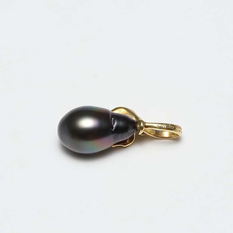 Vermeer 18K金+钻石大水滴形大溪地黑珍珠设计款吊坠（编号0385）·黑色