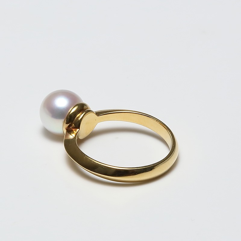 Vermeer 18K黄金日本AKOYA海水珍珠戒指8mm（编号0131)·白色