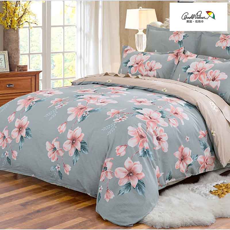 美国花雨伞 40支全棉斜纹四件套 幽香私语 200×230cm·浅绿