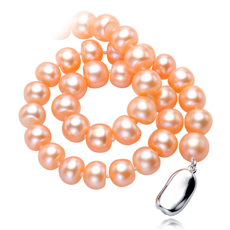 水年华超大粉色颗粒珍珠项链9.5-10.5mm