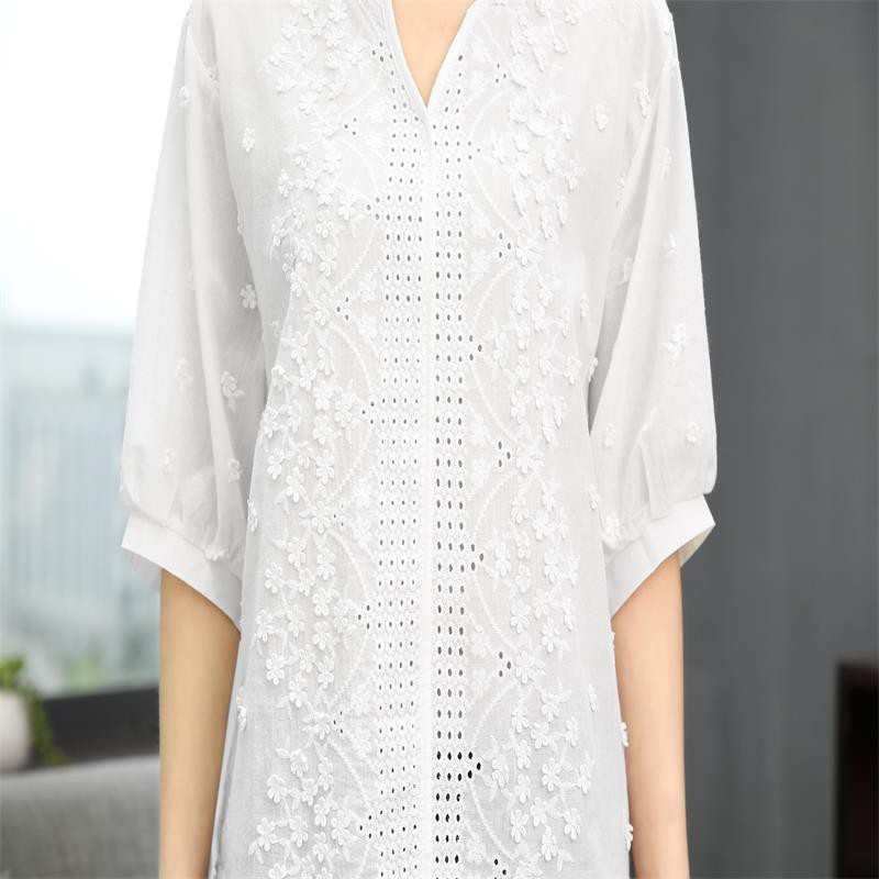 多多的世界纯棉立体绣花灯笼袖衬衫DD905·女