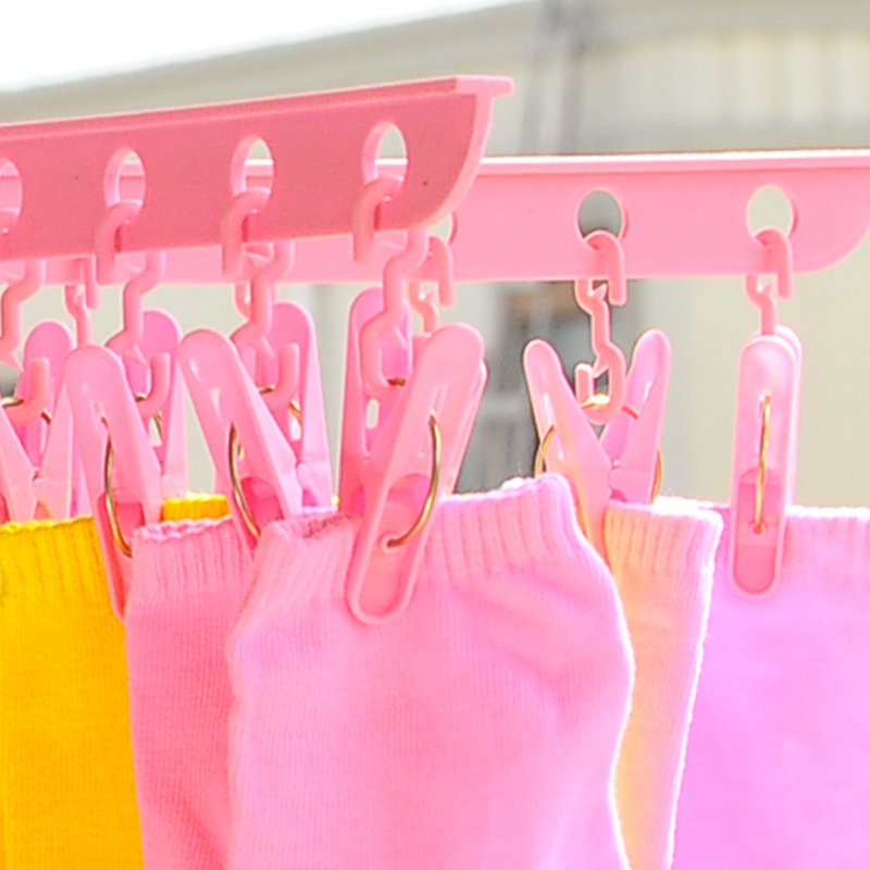 宝优妮 可折叠袜子夹衣夹晾衣夹·粉红色1002-1