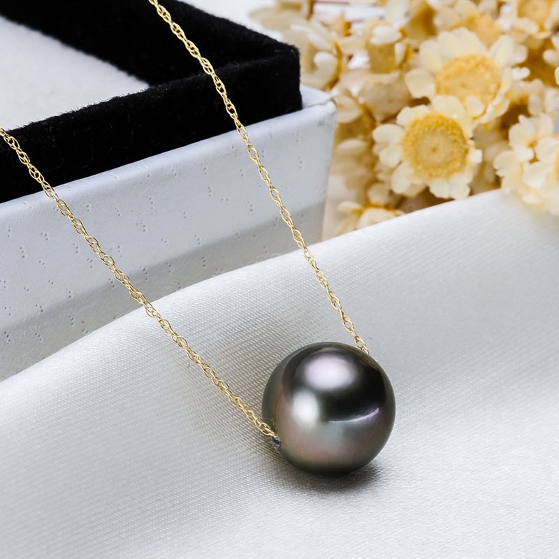 水年华k金路路通款黑珍珠项链