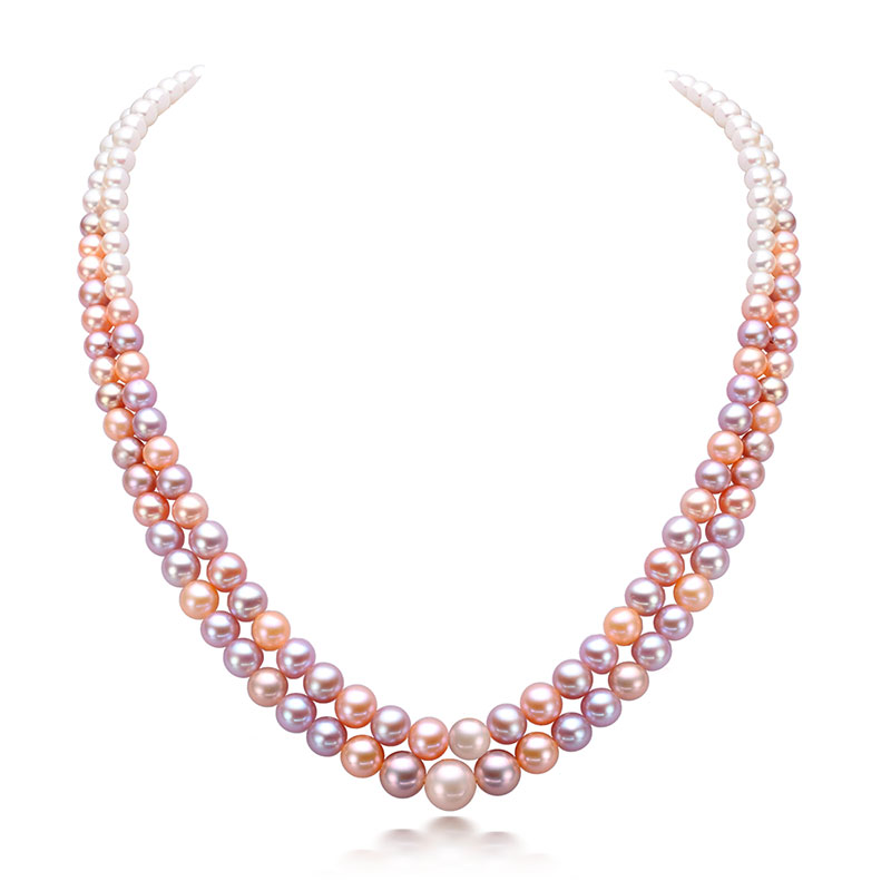 水年华稀有彩色双排珍珠项链
