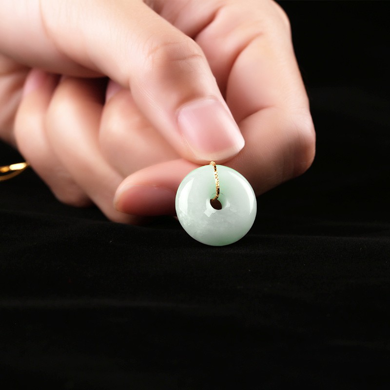 华翠缘天然a货翡翠平安扣项链