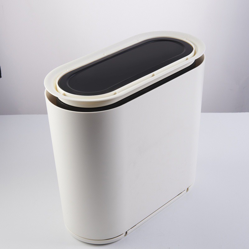 吉优百按压式分类翻盖垃圾桶卡其色