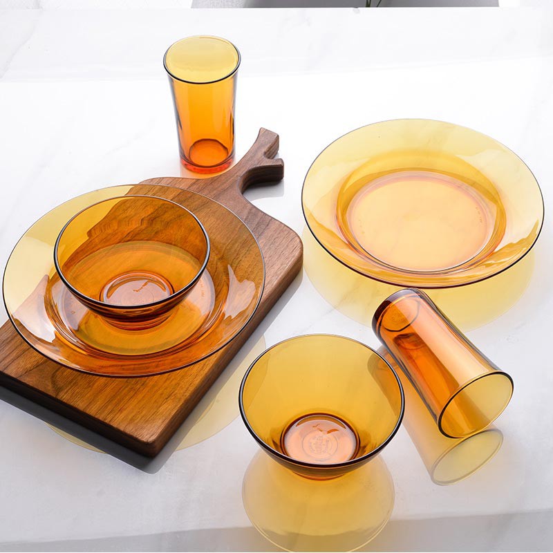 多莱斯（DURALEX）钢化玻璃餐具简约微波炉专用双人碗盘套装