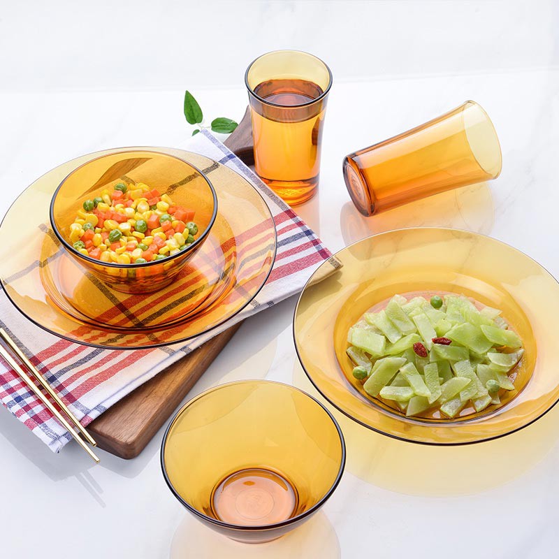 多莱斯（DURALEX）钢化玻璃餐具简约微波炉专用双人碗盘套装