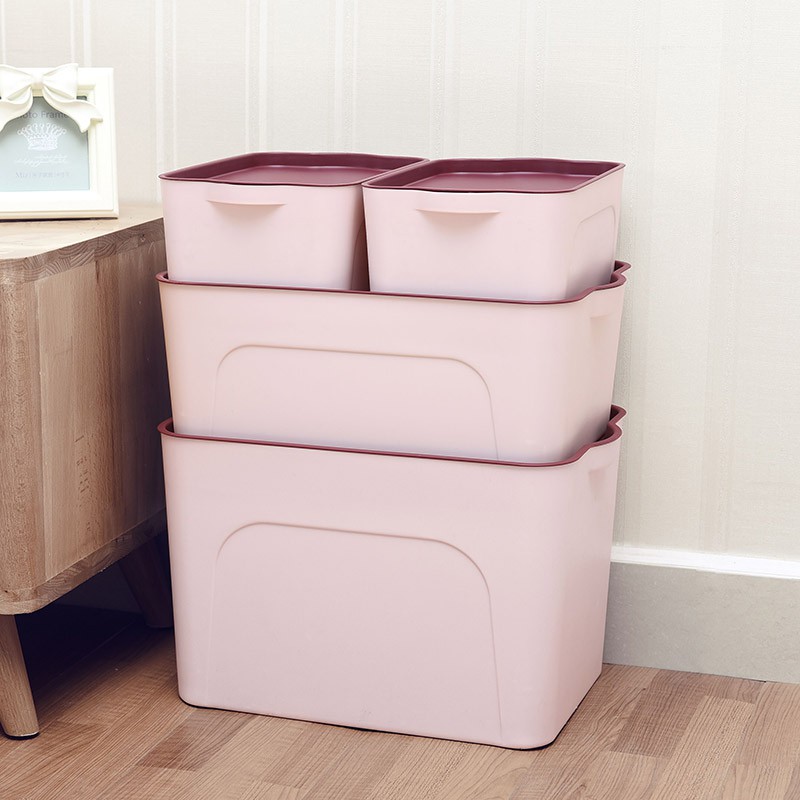 日本京东良品 可叠加有盖收纳箱四件套 粉色