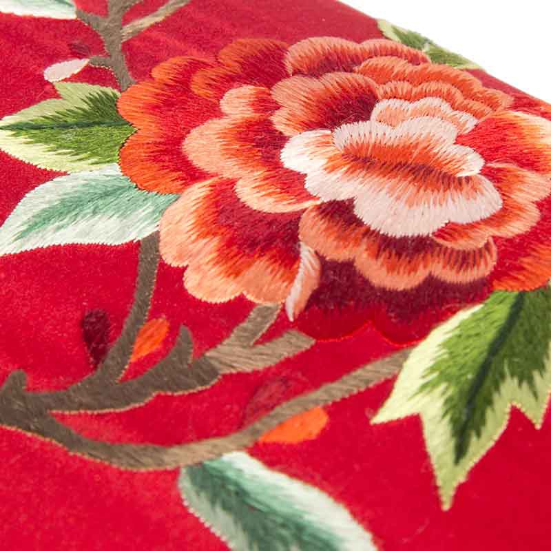 华韵工坊真丝刺绣斜跨手拿包红色