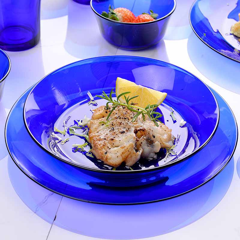 法国Duralex多莱斯 欧式餐具四人15件套·宝蓝色  宝蓝色