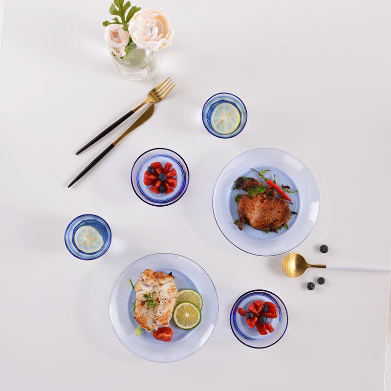 法国Duralex多莱斯 欧式餐具双人8件套 浅蓝色