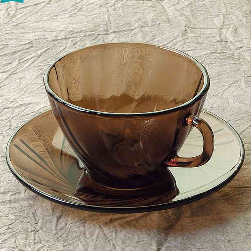 多莱斯（DURALEX）欧式钢化玻璃咖啡杯碟4人套装·咖啡色