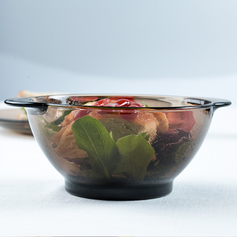 多莱斯（DURALEX）法国进口钢化玻璃碗网红防烫双耳碗2只装·咖啡色