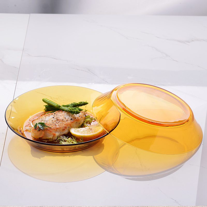 多莱斯（DURALEX）家用欧式玻璃盘深盘菜盘饺子盘2只装·琥珀色