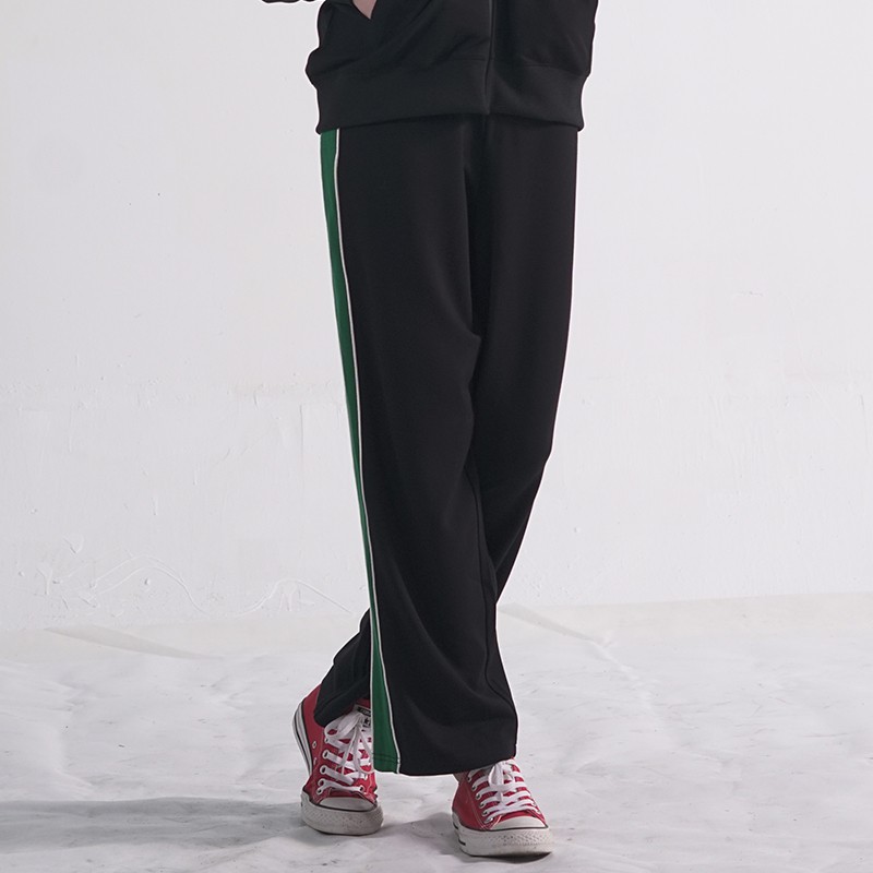 Prolivon时尚拼接针织运动套装·黑色绿白条纹