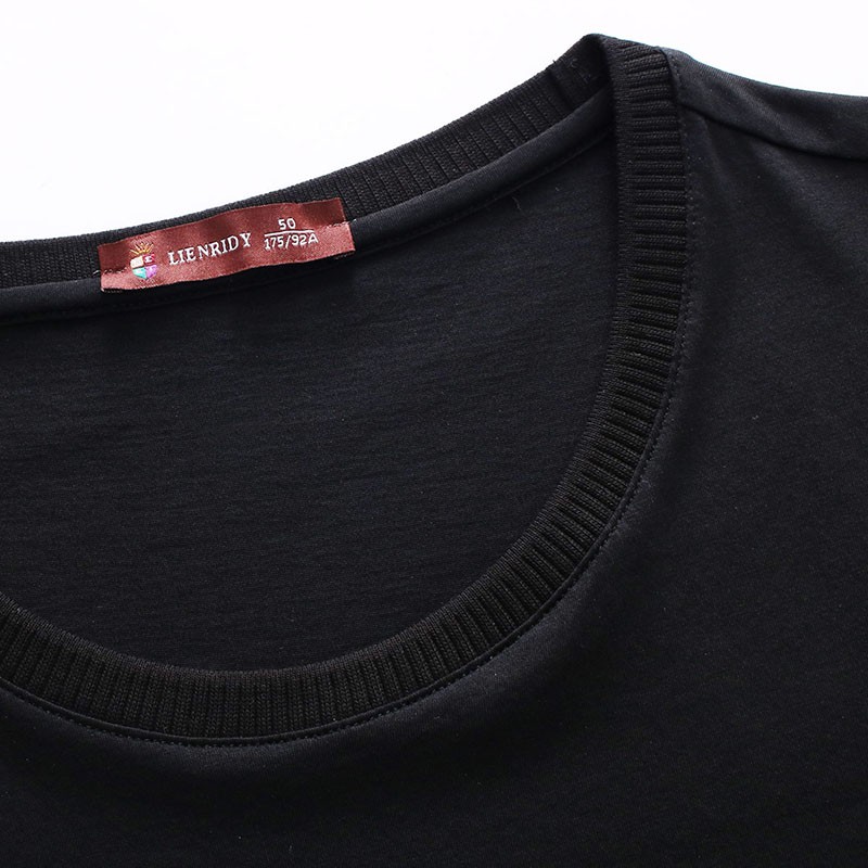 莱恩雷迪新款3D印花丝光棉男士短袖T恤102293150·黑色