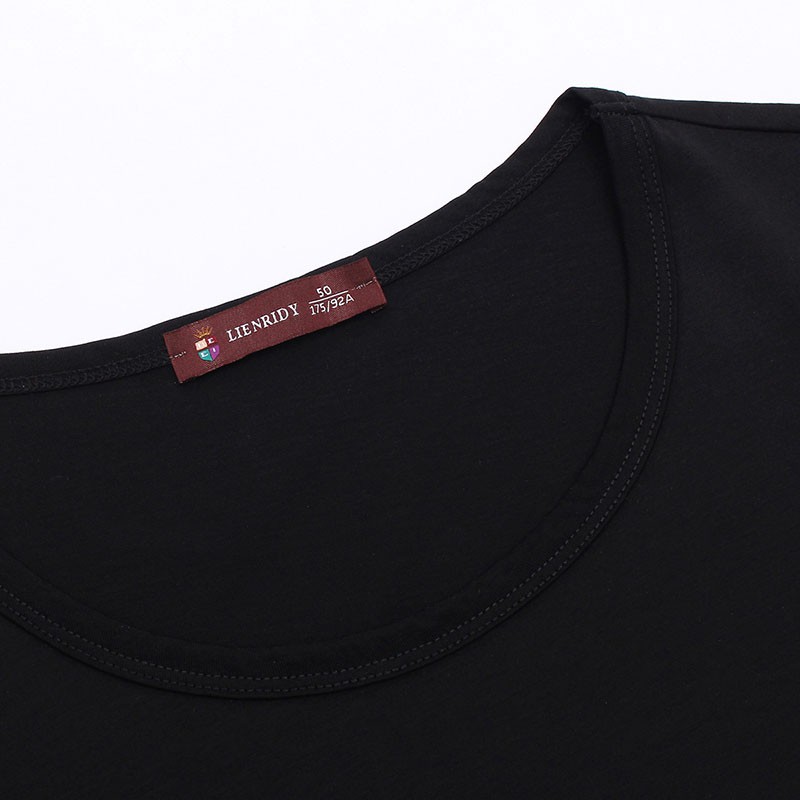 莱恩雷迪新款时尚印花丝光棉短袖男士T恤102290850·黑色