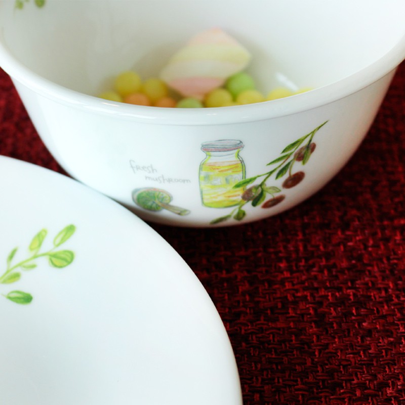 美国康宁CORELLE  耐热玻璃餐具碗碟套装12件组快乐厨房系列·白/多色  白/多色
