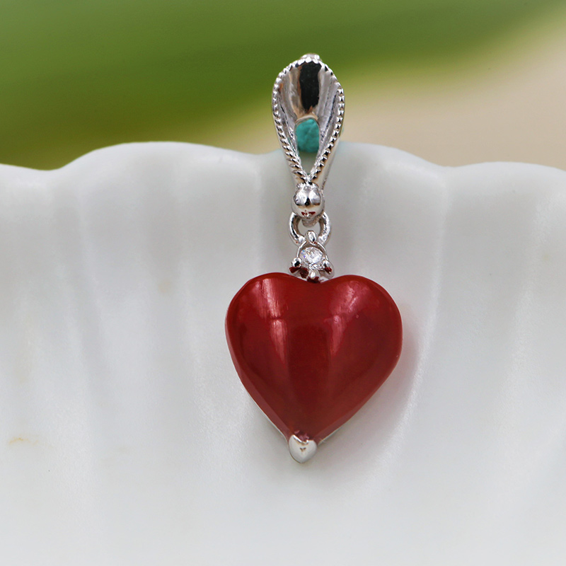 【大东山阿卡红珊瑚随形爱心吊坠(孤品)】报价_图片_价格_评论_评测_