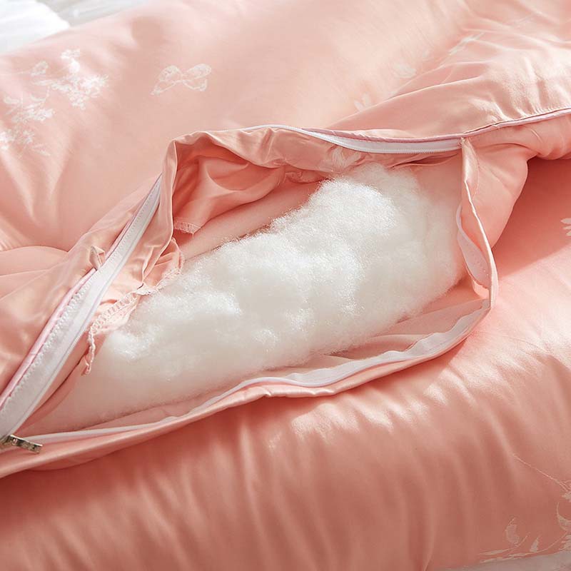 莱薇提花木棉被芯 加厚保暖舒适冬被150*200cm (白/米色/粉色)·粉色