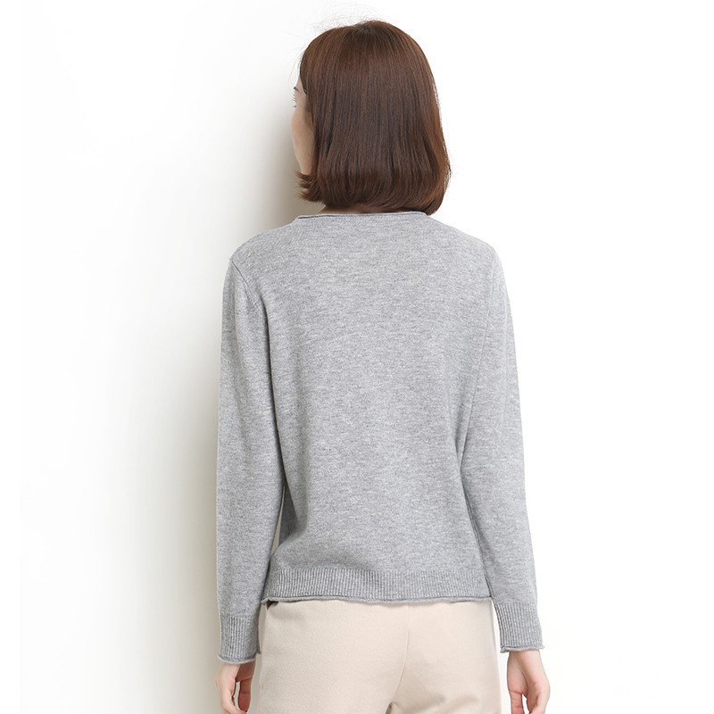 墨枝 V领开衫短款羊毛衫针织外套(M90079059)·浅灰色
