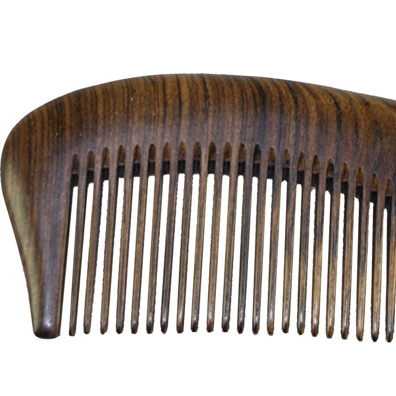 [tv商品]宫庭 古夷苏木长柄木梳漆艺梳细齿梳礼品梳·军绿色