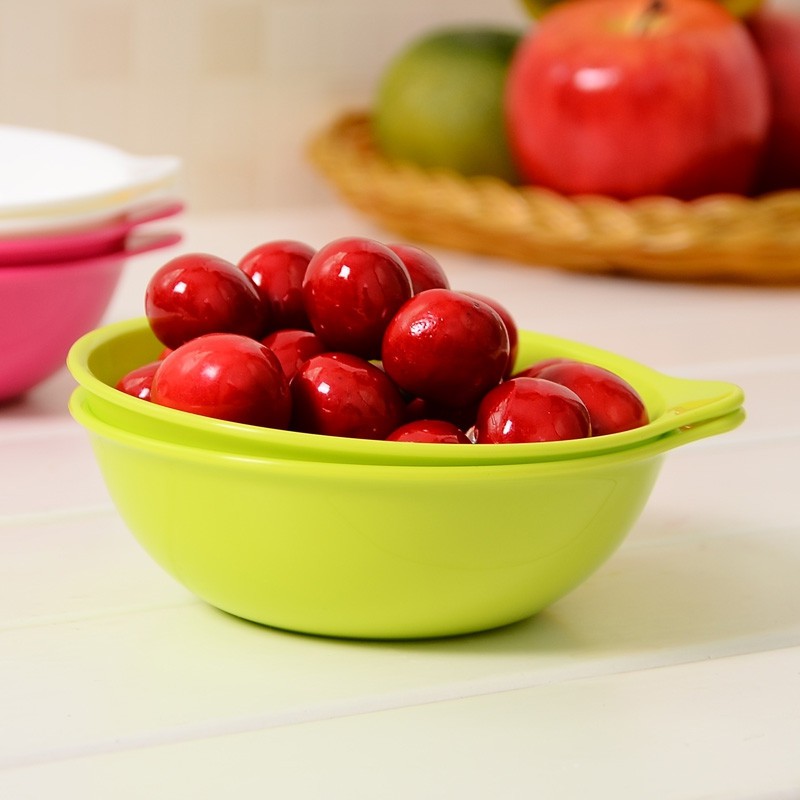 日本inomata 进口塑料碗水果调料盘子 2个装·粉色A147