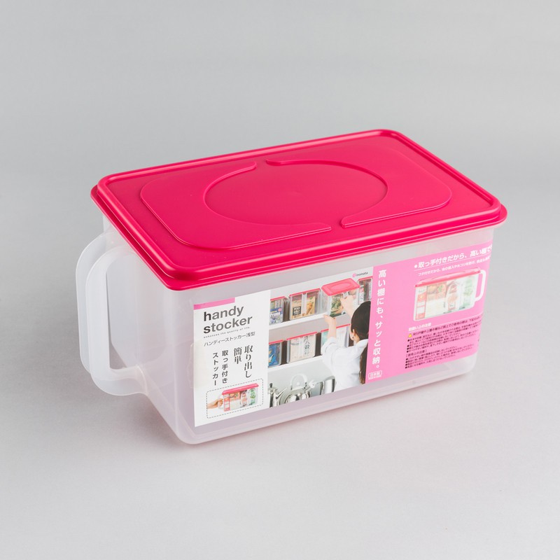 INOMATA 日本进口手柄塑料收纳盒 冰箱收纳箱食品储物5升B215·白色
