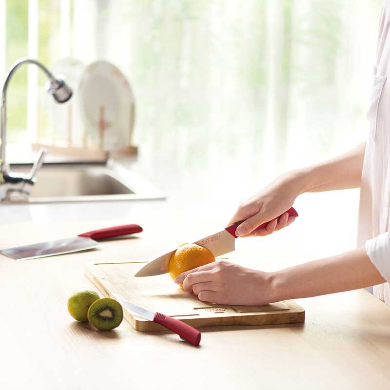 美国康宁 波尔多红刀套装中式片刀熟食刀水果刀三件组