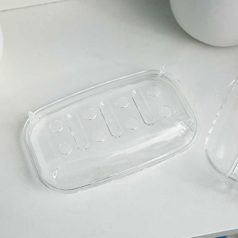 inomata 透明沥水香皂盒沥水肥皂缸带盖皂盒E029·透明
