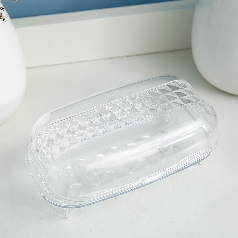 inomata 透明沥水香皂盒沥水肥皂缸带盖皂盒E029·透明