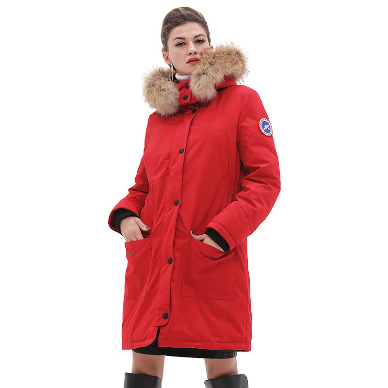 加拿大SaintDyfan强防水厚款女士白鹅绒服（升级款）·红色