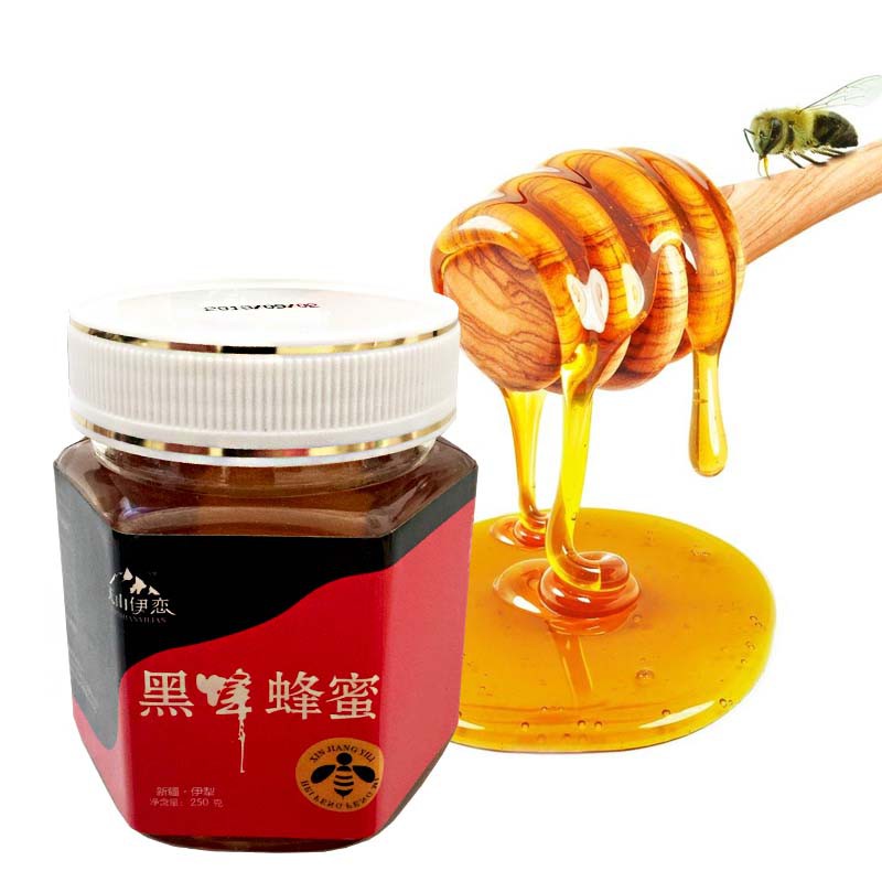 新疆伊犁天然黑蜂蜂蜜250g/罐*8罐