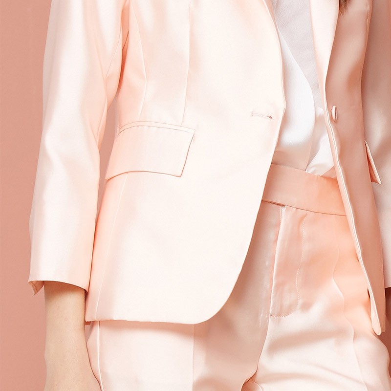 欧力丝OLISI女装大气时尚优雅光泽感面料外套·粉色