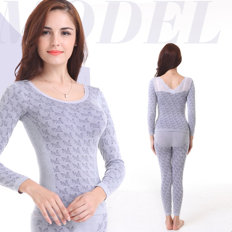 南极人双面蕾丝薄款美体内衣单套·灰蓝